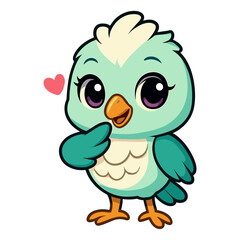 Obraz premium cheerful cartoon cute bird shy love heart