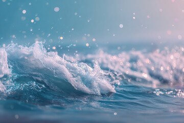 Fototapeta premium Close-up view of ocean waves with soft light.