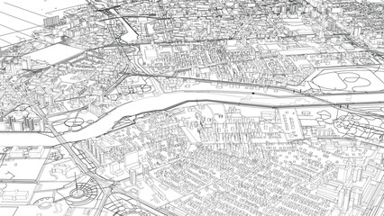 Fototapeta premium Detailed Black and White City Map