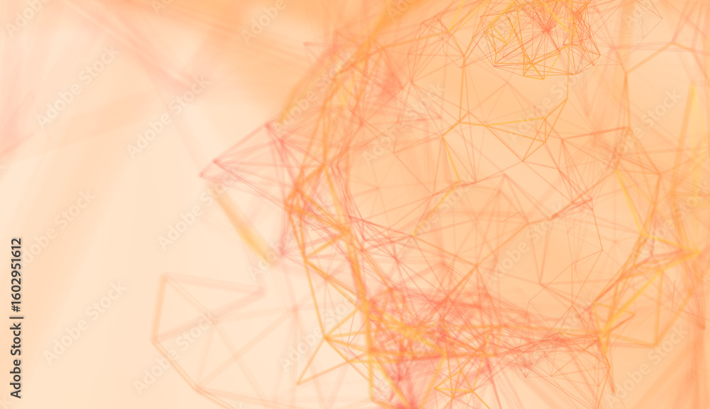 Poster modern abstract background with peach geometric shapes and network lines. perfect for technology or 
