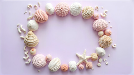 Lavender Clay Ocean Circle — Soft Pastel Marine World with Center Negative Space