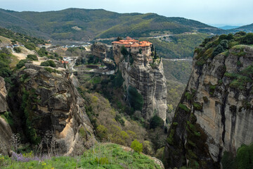 Meteora, rock formation in the regional unit of Trikala, in Thessaly, in northwestern Greece, hosting one of the most impressive complexes of Eastern Orthodox monasteries. UNESCO World Heritage. 