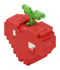 Obraz premium 可愛いピクセルリンゴ 芽吹き成長