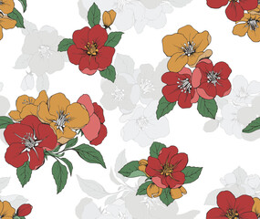 botanical flower bouquet illustration. textile flower, flower vector, vintage flower design. 