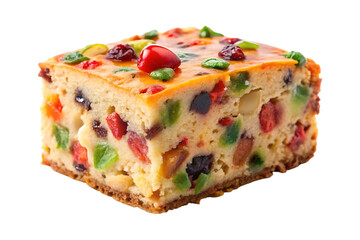 slice of fruitcake cake image isolated on a transparent