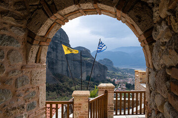 Part of the Meteora Monastery in Trikala, Thessaly, Greece. UNESCO World Heritage.