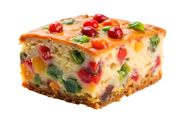slice of fruitcake cake image isolated on a transparent background