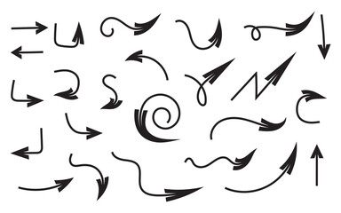 Curved Arrow Clipart Collection – Hand Drawn Arrow Vector Set