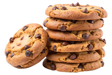 stack of chocolate chip cookies image isolated on a transparent