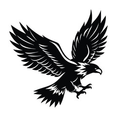 Flying Eagle Silhouette with Spread Wings and Open Talons