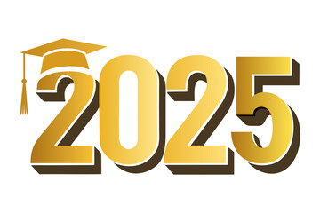 Class of 2025 Graduation with Cap Design Isolated on White Background