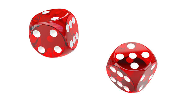 3d dice rolling on transparent background