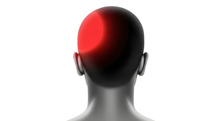 Back view of a head with a red area indicating pain on the left side of the head illustration