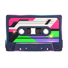 Retro cassette tape music audio vintage eighties technology on transparent background