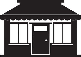Store Facade Silhouette in Black | Front Shop Building Illustration Vector Format