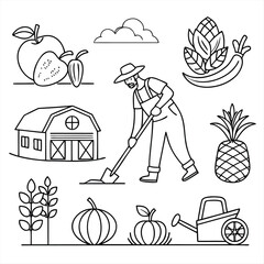 set of fruits and vegetables icon
