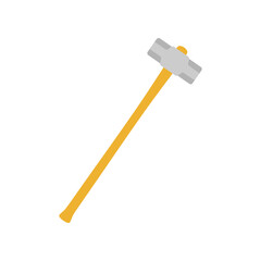 sledgehammer flat design vector illustration isolated on white background. illustration for construction, demolition, industry, or graphic themes