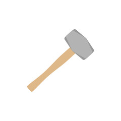 sledgehammer flat design vector illustration isolated on white background. illustration for construction, demolition, industry, or graphic themes
