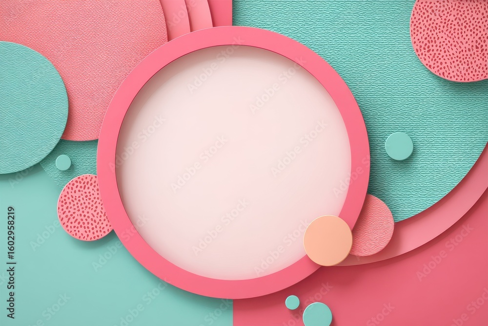 Aufkleber abstract color pattern with pink and teal circles and textures