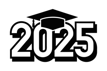 Class of 2025 Graduation with Cap Design Isolated on White Background 