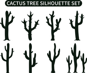 Cactus Silhouette Vector Set – Desert Plant Clipart Collection for Western, Boho, and Nature-Themed Designs