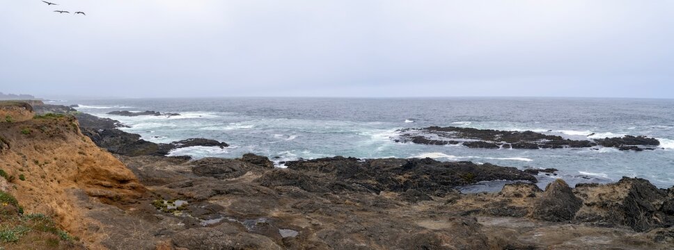 Panorama of the Pacific coastline at Point Cabrillo near Mendocino, California, USA - Powered by Adobe