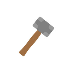 sledgehammer flat design vector illustration isolated on white background. illustration for construction, demolition, industry, or graphic themes