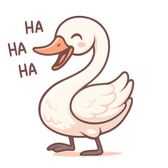 happy swan Cartoon laughing illustrations