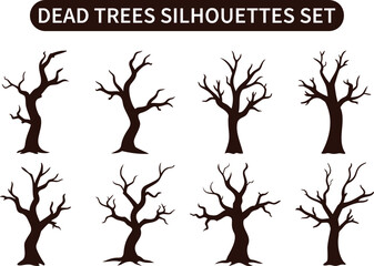Dead Tree Silhouette Vector Set – Leafless Tree Clipart Collection for and Nature Scene Design