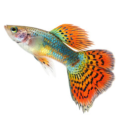 Colorful Guppy Fish, Isolated on Transparent Background, Aquatic Animal, Tropical Fish, Guppy, Fish, Pet