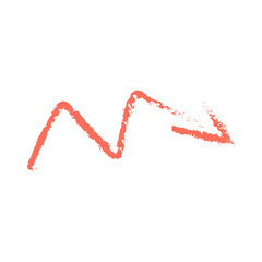 Vector scribble, bright red curved texture arrow