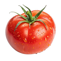 Dewy Red Tomato, Isolated on Transparent Background, High-Resolution Image, Fresh Produce, Tomato, Vegetable, Food