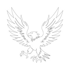 Line Art Silhouette of Flying Eagle with Spread Wings and Extended Talons