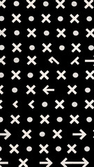 Abstract Grid of Symbols: A visually striking pattern of various symbols, arranged in a grid formation. The monochromatic aesthetic creates a dynamic interplay.