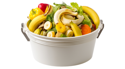 White Compost Bin Overflowing with Food Scraps