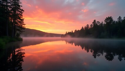 Serene Sunset Over Ocean and Lake – Peaceful Evening Sky Landscape