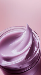 Closeup of a violet lavender beauty cream. 