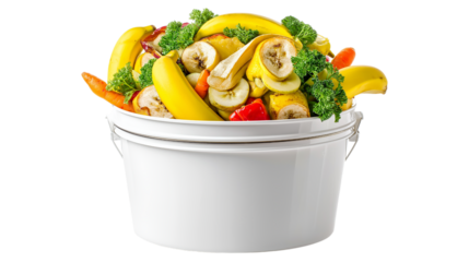 White Compost Pail Full of Kitchen Food Waste