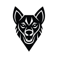 Fototapeta premium Stylized black and white wolf head emblem