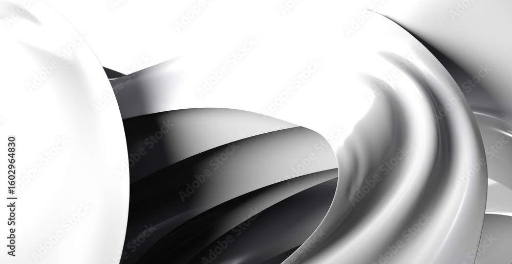 Poster Modern abstract background image with flowing white and gray shapes. Ideal for websites and design projects.