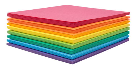 Rainbow Stack of Papers Isolated on Transparent Background, Color, Paper, stationery, graphic design, texture