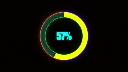 57% Bar Chart Animation percentage diagrams modern animation design percentage circle 4K animation. neon circle and cc bal action background.