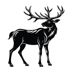 Majestic Deer Silhouette with Intricate Antlers