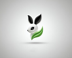 clean smart animal emblem, minimalistic black green rabbit shape suggesting connectivity, elegant branding logo with storytelling angle, white background
