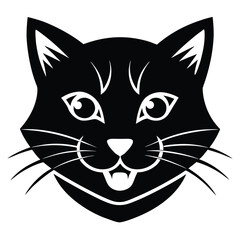 Obraz premium Stylized black cat face with white accents
