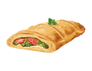 Savory Pastry Roll Dish - Vector Illustration