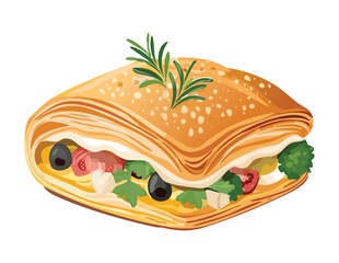 Savory Olive Herb Pastry - Vector Illustration