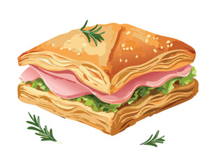 Fresh Ham Greens Pastry - Vector Illustration