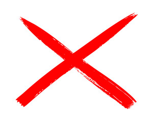 Red "X" mark with a brushstroke texture, symbolizing incorrectness, cancellation, or rejection.
