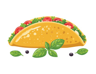 Basil Pepper Fresh Taco - Vector Illustration